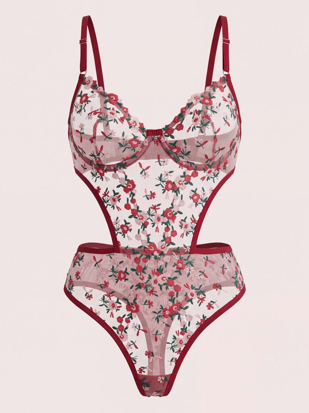 Ariel Floral Red Bodysuit