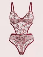 Ariel Floral Red Bodysuit