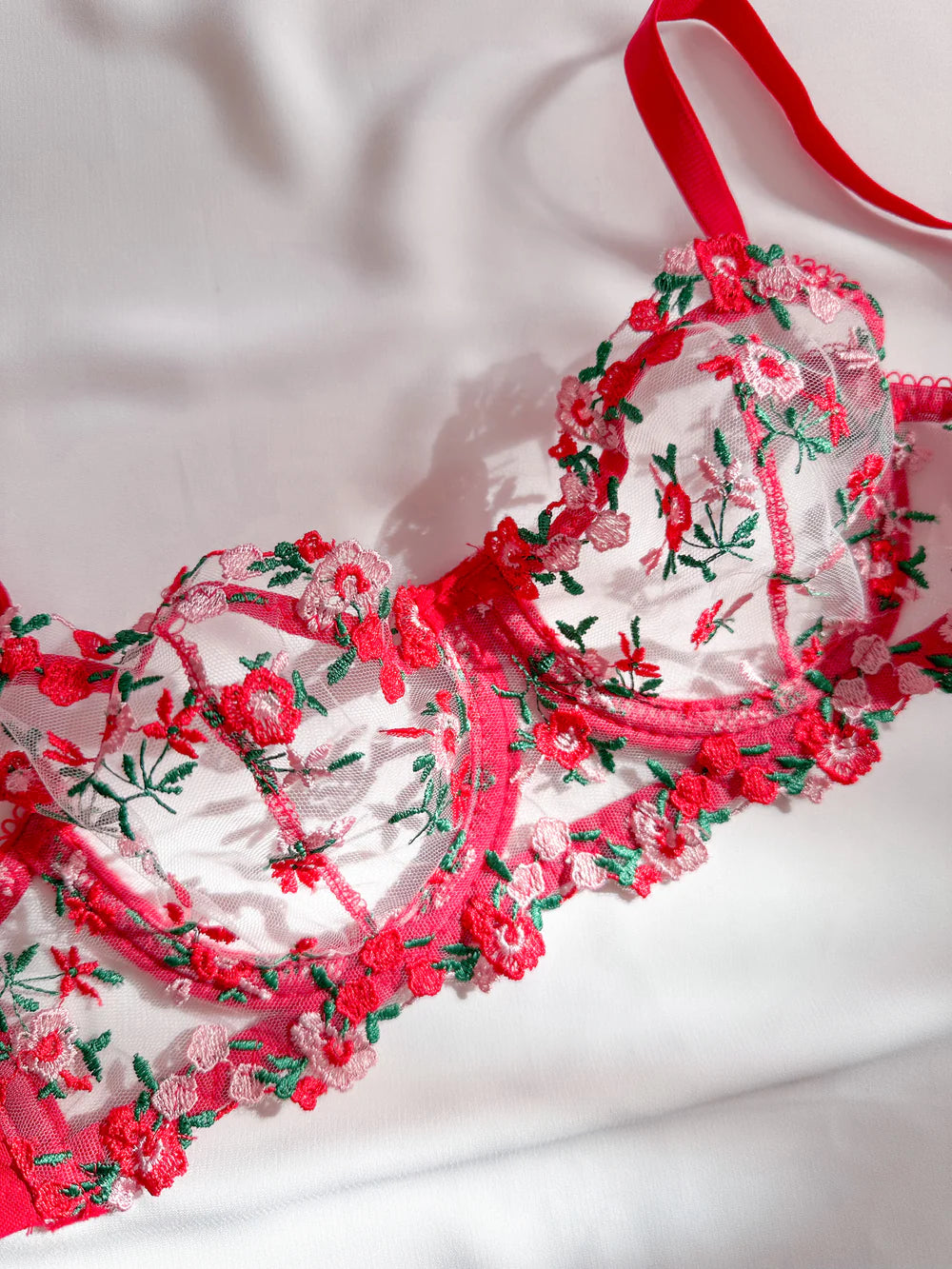 Ariel Floral Red Bra Set