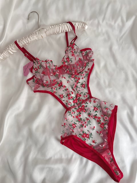 Ariel Floral Red Bodysuit