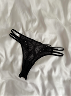Midnight Butterfly Lace Black Thong
