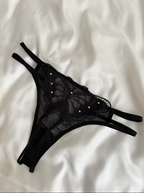 Midnight Butterfly Lace Black Thong