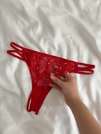 Midnight Butterfly Lace Red Thong