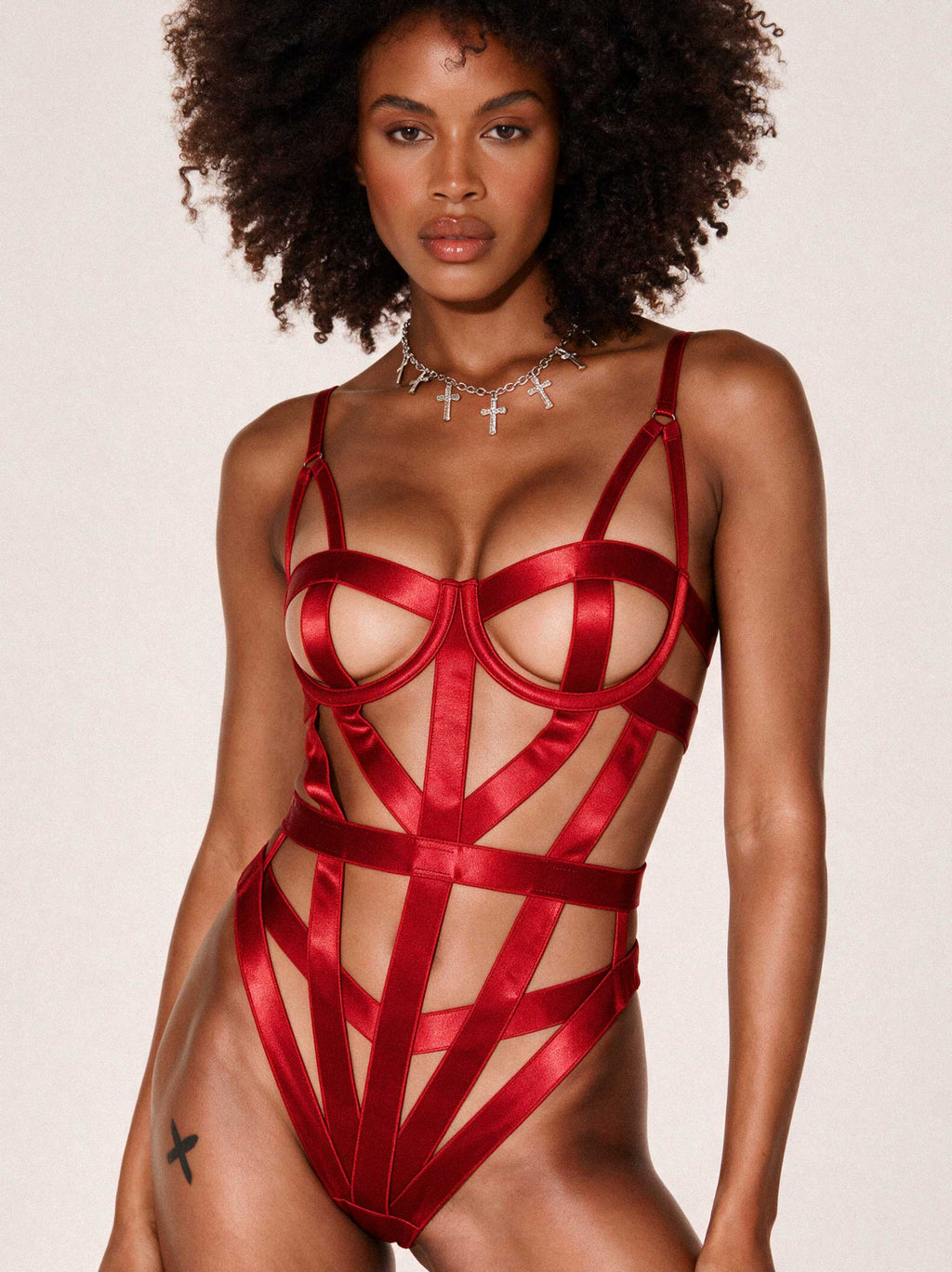 Red Gasp Harness Bodysuit