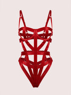 Red Gasp Harness Bodysuit